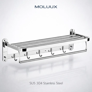 Giá Treo Khăn Phòng Tắm Inox 304 MoLuux 2 Tầng Gấp Gọn 5 Móc Dài 60cm - Dày Nặng 1.386g - Giá Ưu Đãi 305.000