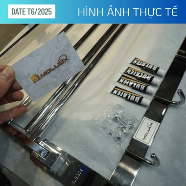 Giá Treo Khăn Phòng Tắm Inox 304 MoLuux 2 Tầng Gấp Gọn 5 Móc Dài 60cm - Dày Nặng 1.386g - Giá Ưu Đãi 305.000