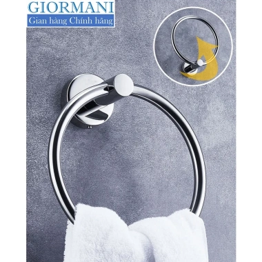 Giá treo khăn tắm nhà vệ sinh vòng tròn inox SUS304 bóng đẹp – Italia Giormani cao cấp 135k