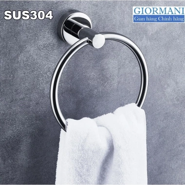 Giá treo khăn tắm nhà vệ sinh vòng tròn inox SUS304 bóng đẹp – Italia Giormani cao cấp 135k