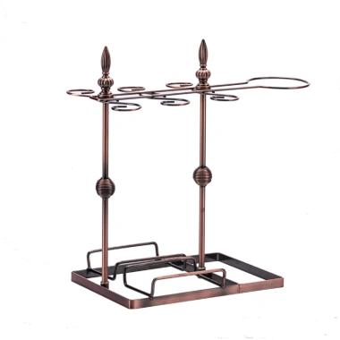 Giá treo ly rượu vang cổ điển kim loại đồng, treo 6 ly, có ngăn chai - 198.000 VND