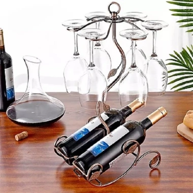 Giá treo ly và kệ để rượu vang decor màu đồng cao cấp 6 ly - giảm giá 350.000đ