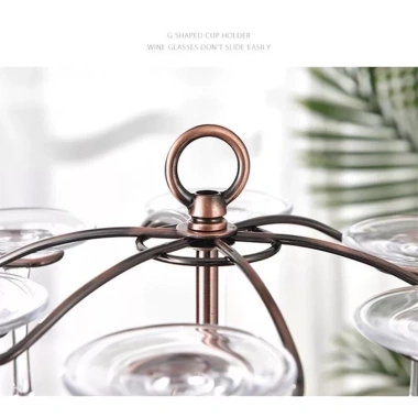Giá treo ly và kệ để rượu vang decor màu đồng cao cấp 6 ly - giảm giá 350.000đ