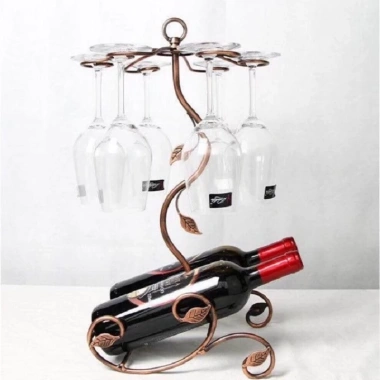 Giá treo ly và kệ để rượu vang decor màu đồng cao cấp 6 ly - giảm giá 350.000đ