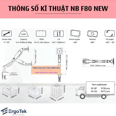 Giá Treo Màn Hình Máy Tính North Bayou NB F80 - Nhập Khẩu, BH 12 Tháng, 365.000 VNĐ 8