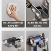 Giá Treo Máy Sấy Tóc Dán Tường HIKARI Nhôm Không Khoan Chống Gỉ, Kèm Giỏ Đựng Đồ 9