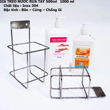 Giá treo nước rửa tay Inox 304 chai vuông 500ml-1.000ml gắn tường – Giá chỉ 60.480₫
