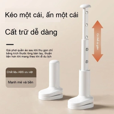 Giá treo quần áo 5 lỗ không cần khoan - Gấp nhẹ, dễ mang du lịch