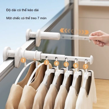 Giá treo quần áo 5 lỗ không cần khoan - Gấp nhẹ, dễ mang du lịch