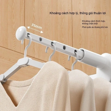 Giá treo quần áo 5 lỗ không cần khoan - Gấp nhẹ, dễ mang du lịch