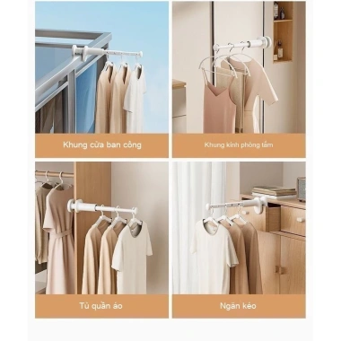 Giá treo quần áo 5 lỗ không cần khoan - Gấp nhẹ, dễ mang du lịch