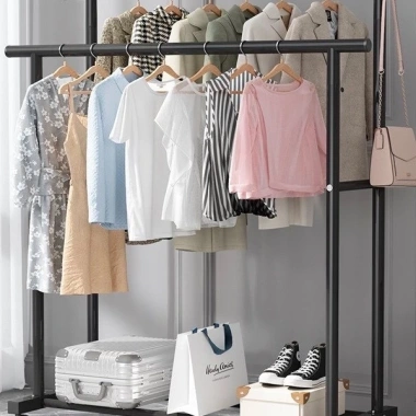 Giá treo quần áo đa năng chỗ để giày, bánh xe di chuyển, thép cacbon - 149.000₫ 2