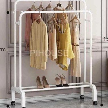 Giá treo quần áo đa năng chỗ để giày, bánh xe di chuyển, thép cacbon - 149.000₫ 3