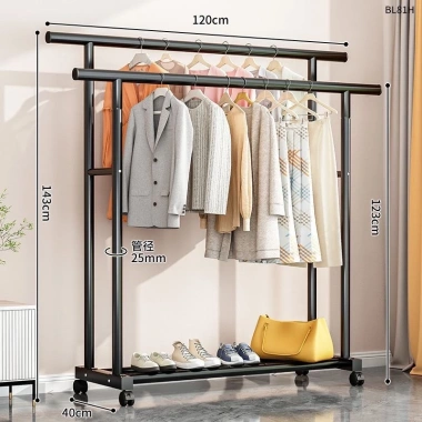 Giá treo quần áo đa năng chỗ để giày, bánh xe di chuyển, thép cacbon - 149.000₫ 9
