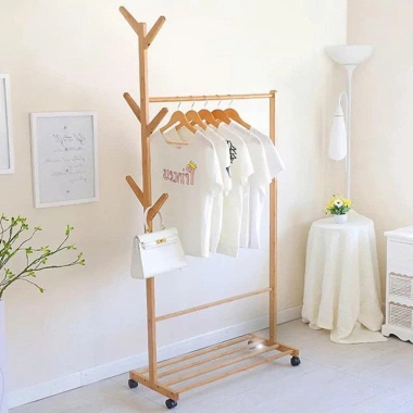 Giá treo quần áo đa năng gỗ tự nhiên - Kệ phơi hiện đại, an toàn, giảm còn 199k