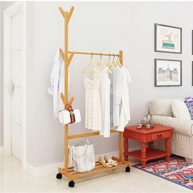 Giá treo quần áo đa năng gỗ tự nhiên - Kệ phơi hiện đại, an toàn, giảm còn 199k