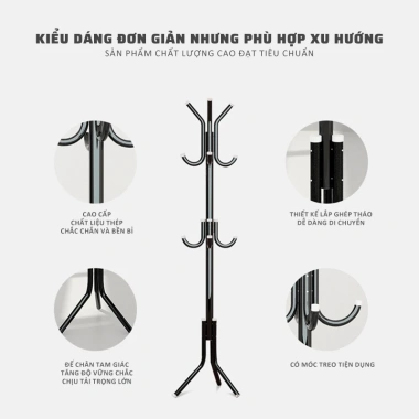Giá treo quần áo đa năng, khung thép chắc chắn, sơn tĩnh điện chống rỉ - 79.000đ