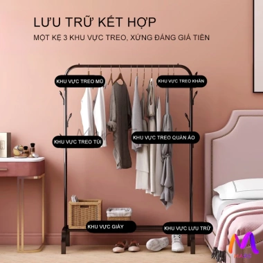 Giá Treo Quần Áo Đen Trắng Khung Sắt Chắc Chắn, Kệ Treo & Móc Phơi - 85.000 (Giá Gốc 107.100) 4