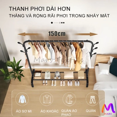 Giá Treo Quần Áo Đen Trắng Khung Sắt Chắc Chắn, Kệ Treo & Móc Phơi - 85.000 (Giá Gốc 107.100) 7