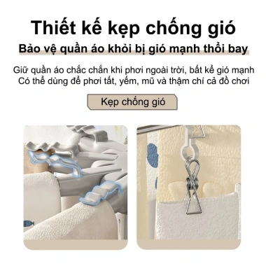 Giá treo quần áo gấp gọn thép không gỉ SPACEMADER - Giá phơi trẻ em, móc treo mũ kiểu cây, giảm giá 419.000₫