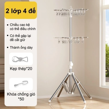 Giá treo quần áo gấp gọn thép không gỉ SPACEMADER - Giá phơi trẻ em, móc treo mũ kiểu cây, giảm giá 419.000₫