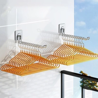 Giá treo quần áo thép không gỉ đa năng – treo tường, lắp ban công, móc xếp chồng, giảm giá 22%