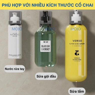 Giá treo sữa tắm, dầu gội, nước rửa tay nhôm không gỉ dán tường không khoan MOJO - Giá 44.000₫ 3