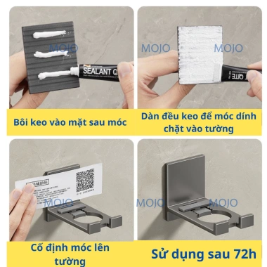 Giá treo sữa tắm, dầu gội, nước rửa tay nhôm không gỉ dán tường không khoan MOJO - Giá 44.000₫ 6
