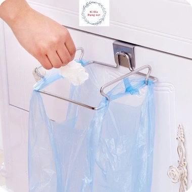 Giá treo túi đựng rác đa năng inox kiểu cửa sau, móc khăn sáng tạo - Chỉ 45.786₫
