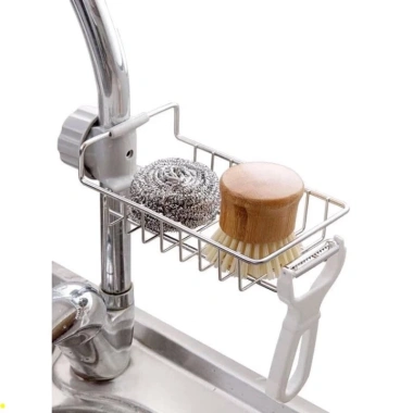 Giá treo vòi inox không khoan đục - tiện lợi chứa giẻ rửa bát, chỉ 25.000 VND