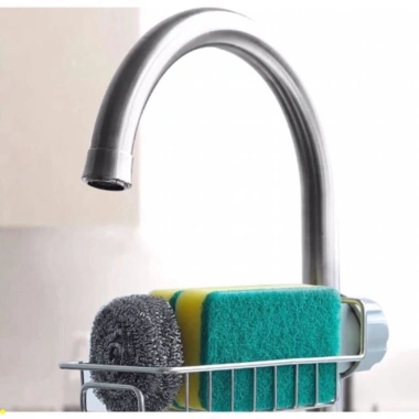 Giá treo vòi inox không khoan đục - tiện lợi chứa giẻ rửa bát, chỉ 25.000 VND