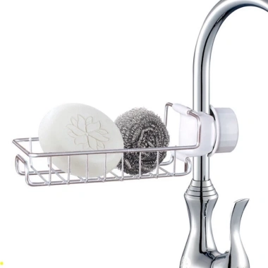 Giá treo vòi inox không khoan đục - tiện lợi chứa giẻ rửa bát, chỉ 25.000 VND