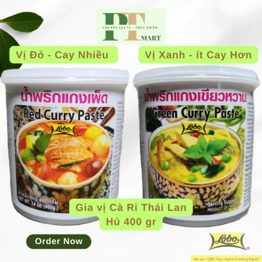 Gia vị cà ri Thái Lobo 400gr - Paste Đỏ và Xanh, giảm giá 125k, thơm ngon Thái