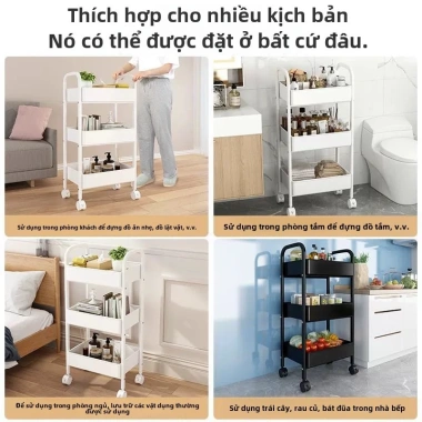 Giá Xe Đẩy Nhỏ Đứng Sàn - Lưu Trữ Đồ Ăn Nhẹ, Phòng Ngủ, Nhà Bếp, Di Động, Giá 156k