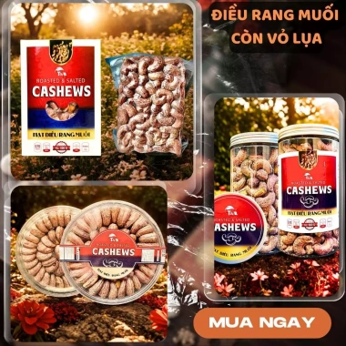 Giá xưởng 500g Hạt Điều Rang Muối Loại 1 - Hộp nhôm, size Cồ 380hạt/kg, W180, chỉ 100k (Giá gốc 129k)