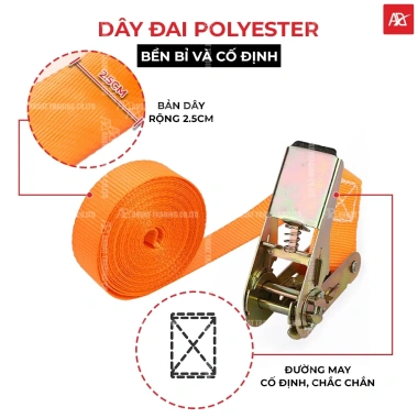 GIÁ XƯỞNG Dây Chằng Tăng Đơ 25mm Tải 800kg Không Móc - Xuất Khẩu Cao Cấp, Giá Chỉ 29.000₫