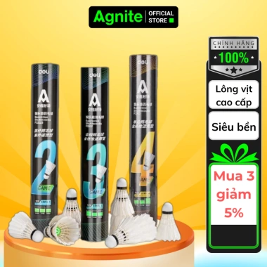 Giảm 10% Ống 12 Quả Quả Cầu Lông Agnite Chính Hãng - Vũ Siêu Bền, Chịu Va Đập Tốt