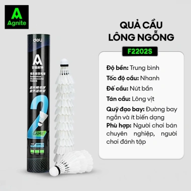 Giảm 10% Ống 12 Quả Quả Cầu Lông Agnite Chính Hãng - Vũ Siêu Bền, Chịu Va Đập Tốt