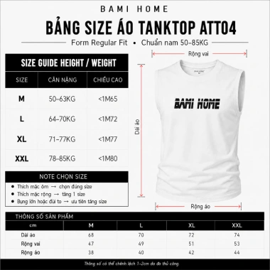 Giảm 50% Áo tanktop BAMIHOME ATT04 Vải co giãn, thoải mái tập gym, giá 159.000₫