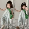 Giảm 50% Quần yếm denim bé gái mùa hè Retro dáng rộng thoáng mát cho mọi hoạt động