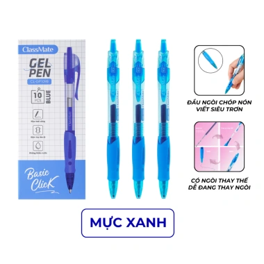 Giảm 5k - Hộp 10 Bút Gel Classmate CL‑GP109 0.5mm, Thay Thế Mực Xanh Đen Tím, Giá 30.000₫ 10