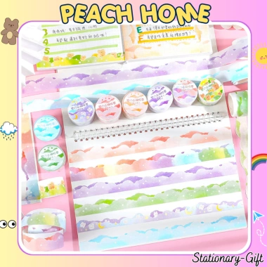 Giảm Giá Washi Tape Họa Tiết Mây Trời Lấp Lánh – Băng Keo Peach Decor Sổ Vở Bullet Journal 5.000₫