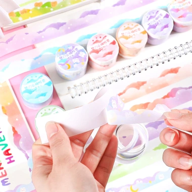 Giảm Giá Washi Tape Họa Tiết Mây Trời Lấp Lánh – Băng Keo Peach Decor Sổ Vở Bullet Journal 5.000₫
