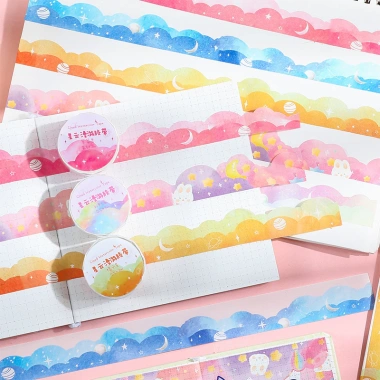 Giảm Giá Washi Tape Họa Tiết Mây Trời Lấp Lánh – Băng Keo Peach Decor Sổ Vở Bullet Journal 5.000₫