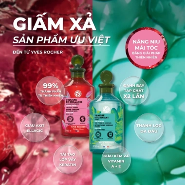 Giấm xả tóc Yves Rocher Shine With Raspberry 150ml - Bóng mượt, giảm giá 427k