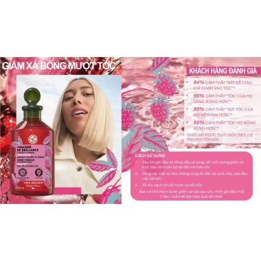 Giấm xả tóc Yves Rocher Shine With Raspberry, dung tích lớn, bóng mượt, giá 427k 7 Giấm xả tóc Yves Rocher Shine With Raspberry, dung tích lớn, bóng mượt, giá 427k 7