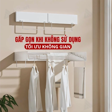 Giàn Phơi Gắn Tường HIKARI EA-23 Thép Carbon Chống Gỉ Tiết Kiệm Không Gian 549k 4