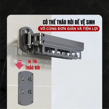 Giàn Phơi Gấp Gọn HIKARI EA-09 Nhôm Không Gỉ, Không Khoan Đục, Chịu Tải Cao