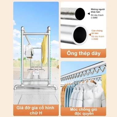 Giàn Phơi Quần Áo Chống Gió - Kệ Treo Ống Thép, Chịu Tải Mạnh, Giá Ưu Đãi 248k 2 Giàn Phơi Quần Áo Chống Gió - Kệ Treo Ống Thép, Chịu Tải Mạnh, Giá Ưu Đãi 248k 2