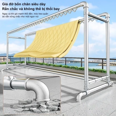 Giàn Phơi Quần Áo Chống Gió - Kệ Treo Ống Thép, Chịu Tải Mạnh, Giá Ưu Đãi 248k